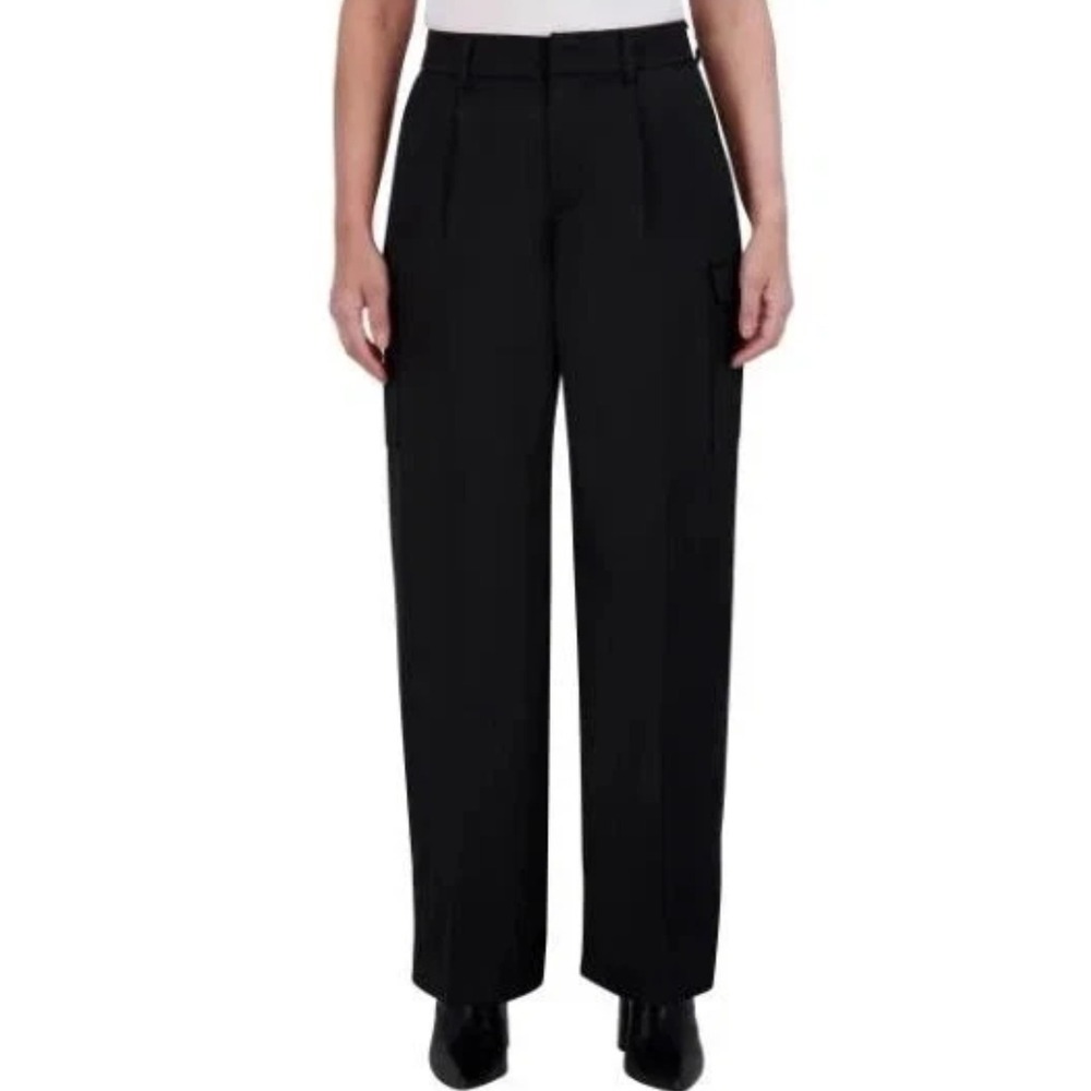 DKNY‎ Womens Cargo Pants Satin Pockets 4 Black